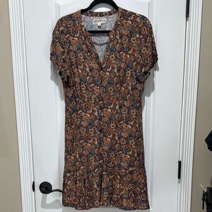 Idyllwind Brown & Blue Flutter Sleeve Sundress